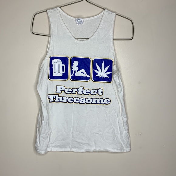 Delta | White Perfect Threesome Medium Size Unisex Tank Top Shirt | Booze Plants - Picture 7 of 7